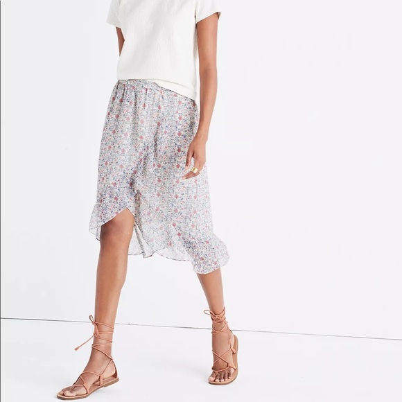 Madewell Ruffle-Wrap Midi Skirt in Shadowpetal - Picture 2 of 9